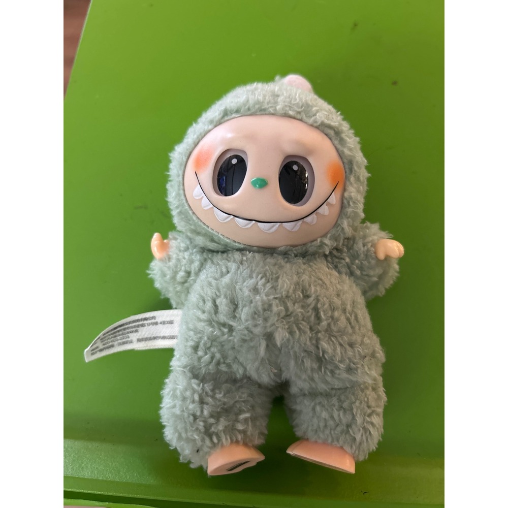 Pop Mart The Monsters Labubu Plush Doll Green Sherpa Art Toy Figure Keychain